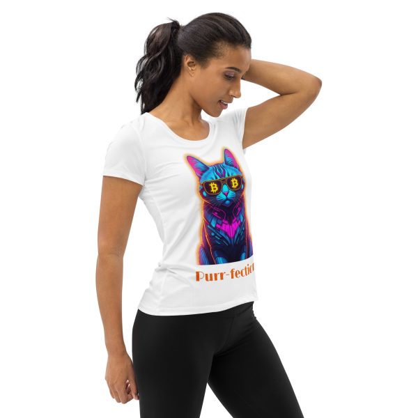 Women's Bitcoin Cat "Purr-fection" athletic t-shirt - Image 4